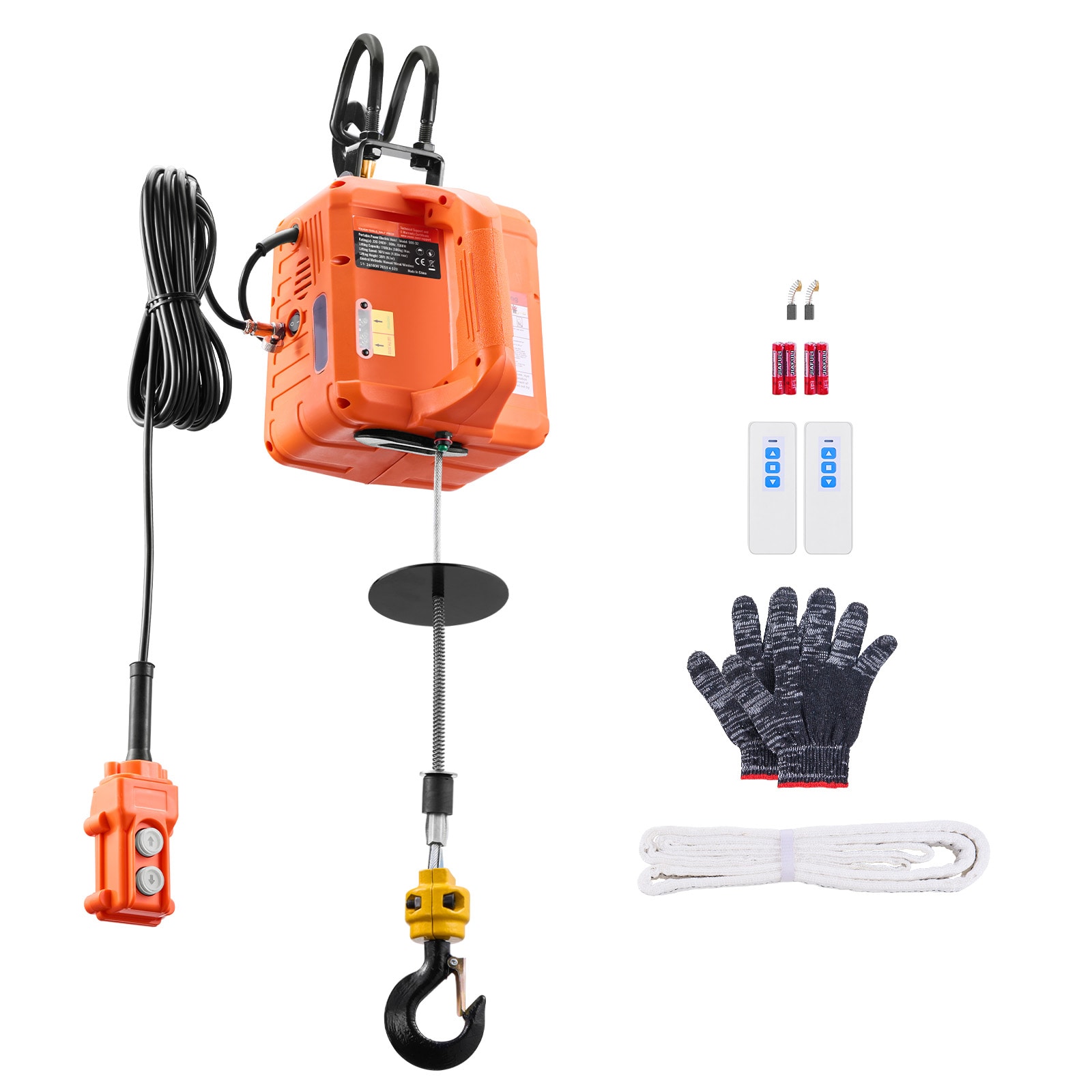 Portable Electric Hoist Winch With Wired And Wireless Remote Control_voghion.com